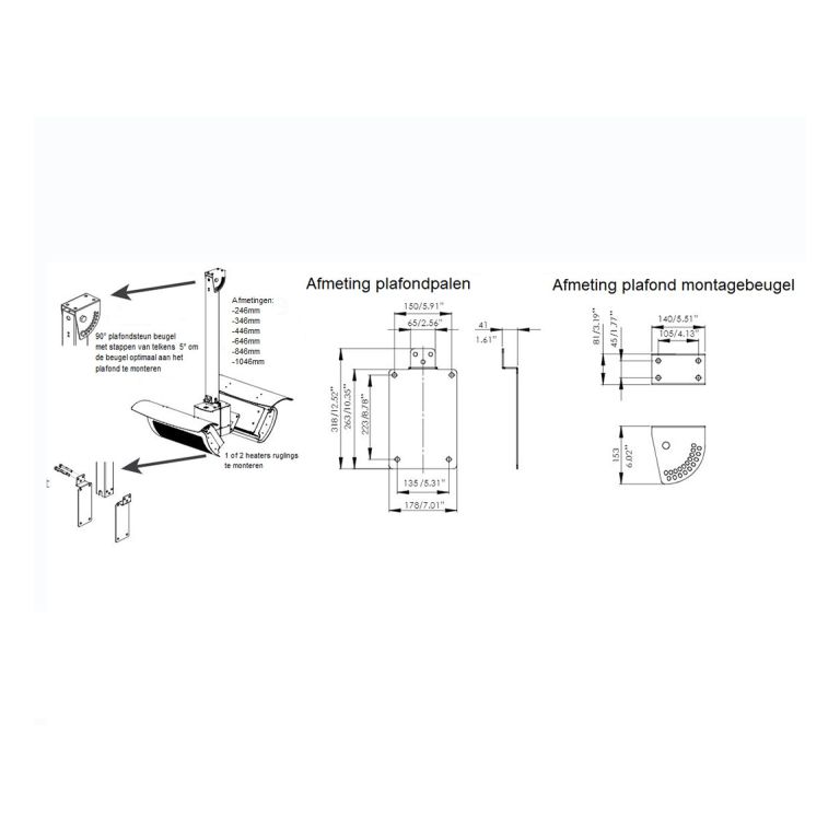 Plafond Montageset Voor Bromic Gasheaters